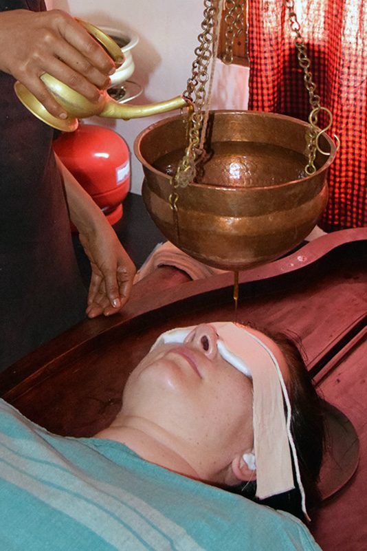 Shirodhara, an Ayurvedic oil treatment