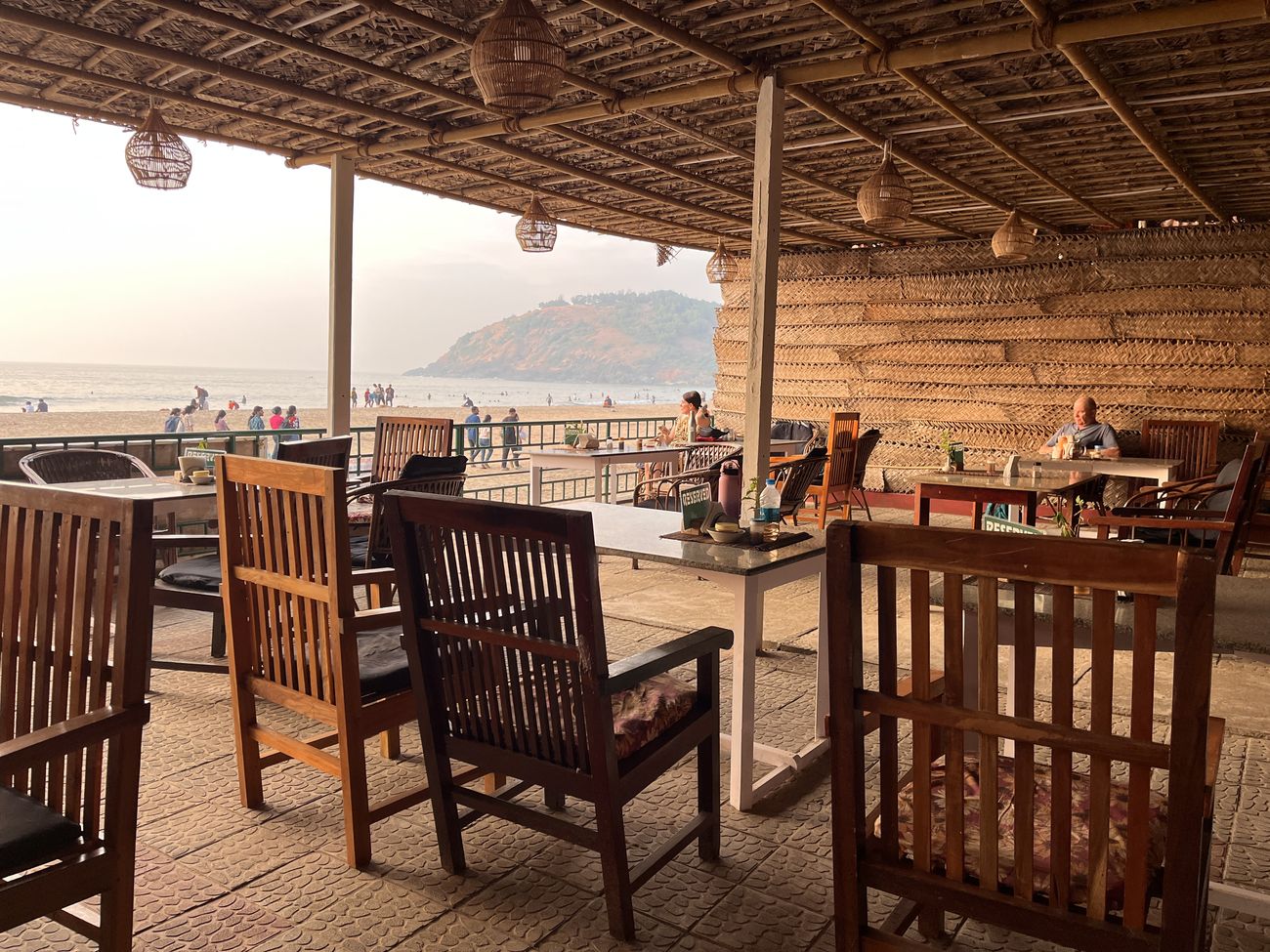 The Arya restaurant terrace facing the sea